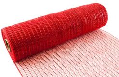 Eleganza Deco Mesh Metallic 25cm x 9.1m (10yds) Red No.16 - Organza / Fabric