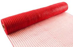 Eleganza Deco Mesh Metallic 53cm x 9.1m (10yds) Red No.16 - Organza / Fabric