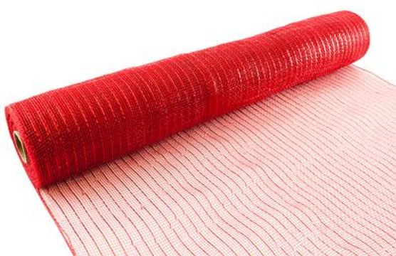 Eleganza Deco Mesh Metallic 53cm x 9.1m (10yds) Red No.16 - Organza / Fabric