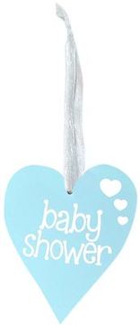 Wooden Heart Pastel Blue 9cm x 11cm Baby Shower 1pc - Accessories