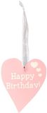 Wooden Heart Pastel Pink 9cm x 11cm Happy Birthday 1pc - Accessories