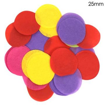 Oaktree Tissue Paper Confetti Flame Retardant Round 25mm x 100g Mixed colours. - Accessories