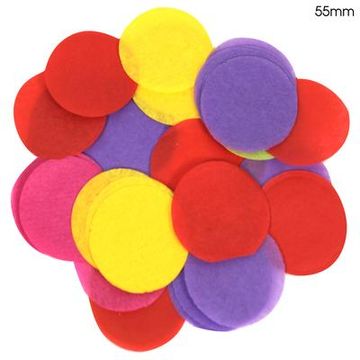 Oaktree Tissue Paper Confetti Flame Retardant Round 55mm x 100g Mixed colours. - Accessories