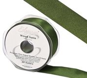 Eleganza Wired Edge Premium Double Faced Satin 25mm x 20m Basil No.57 - Ribbons