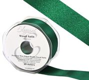 Eleganza Wired Edge Premium Double Faced Satin 25mm x 20m Emerald No.15 - Ribbons