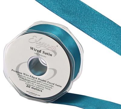 Eleganza Wired Edge Premium Double Faced Satin 25mm x 20m Teal No.56 - Ribbons