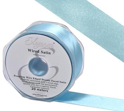 Eleganza Wired Edge Premium Double Faced Satin 25mm x 20m Lt. Blue No.25 - Ribbons