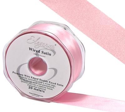 Eleganza Wired Edge Premium Double Faced Satin 25mm x 20m Lt. Pink No.21 - Ribbons