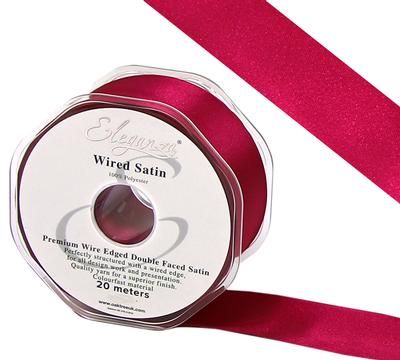 Eleganza Wired Edge Premium Double Faced Satin 25mm x 20m Hot Pink No.34 - Ribbons