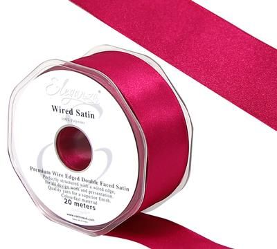 Eleganza Wired Edge Premium Double Faced Satin 25mm x 20m Deep Cerise No.30 - Ribbons