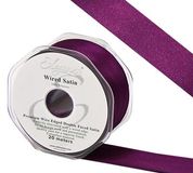 Eleganza Wired Edge Premium Double Faced Satin 25mm x 20m Plum No.49 - Ribbons