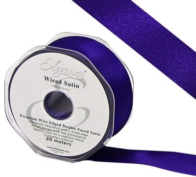 Eleganza Wired Edge Premium Double Faced Satin 25mm x 20m Purple No.36 - Ribbons