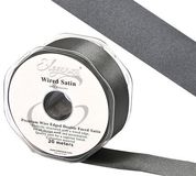 Eleganza Wired Edge Premium Double Faced Satin 38mm x 20m Graphite No.91 - Ribbons