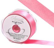 Eleganza Wired Edge Premium Double Faced Satin 38mm x 20m Sugar Pink No.44 - Ribbons