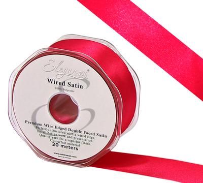 Eleganza Wired Edge Premium Double Faced Satin 38mm x 20m Hot Pink No.34 - Ribbons