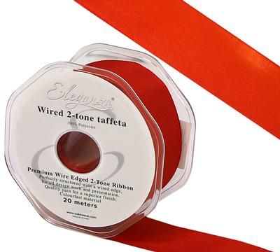 Eleganza Wired Edge Premium Taffeta Burnt Orange 25mm x 20m No.06 - Ribbons