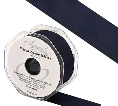 Eleganza Wired Edge Premium Taffeta Midnight Blue 25mm x 20m No.19 - Ribbons