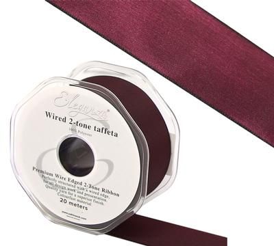 Eleganza Wired Edge Premium Taffeta Wine 25mm x 20m No.47 - Ribbons