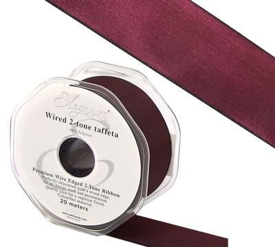 Eleganza Wired Edge Premium Taffeta Wine 38mm x 20m No.47 - Ribbons