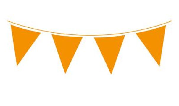 Solid Colour Waterproof Bunting 20 flags 20cm x 30cm 10m Orange - Banners & Bunting