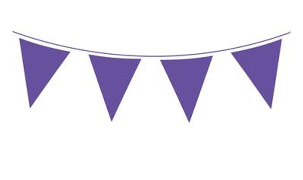 Solid Colour Waterproof Bunting 20 flags 20cm x 30cm 10m Purple - Banners & Bunting