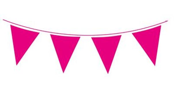 Solid Colour Waterproof Bunting 20 flags 20cm x 30cm 10m Hot Pink - Banners & Bunting