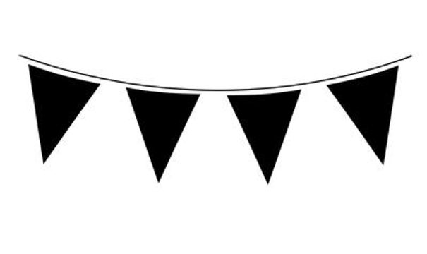 Solid Colour Waterproof Bunting 20 flags 20cm x 30cm 10m Black - Banners & Bunting