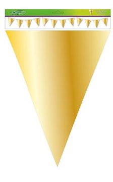 Giant Metallic Solid Colour Bunting 18 flags  30cm x 45cm 10m Gold - Banners & Bunting