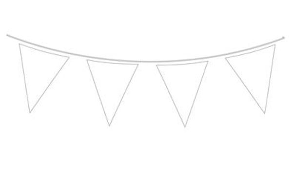 Giant Solid Colour Waterproof Bunting 18 flags 30cm x 45cm 10m White - Banners & Bunting