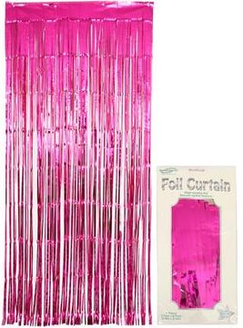 Oaktree Foil Door Curtain 0.90m x 2.40m Metallic Fuchsia - Partyware