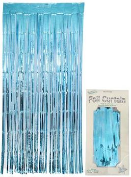 Oaktree Foil Door Curtain 0.90m x 2.40m Metallic Lt. Blue - Partyware