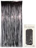 Oaktree Foil Door Curtain 0.90m x 2.40m Metallic Black - Partyware