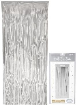 Oaktree Foil Door Curtain 0.90m x 2.40m Matte Metallic Silver - Partyware