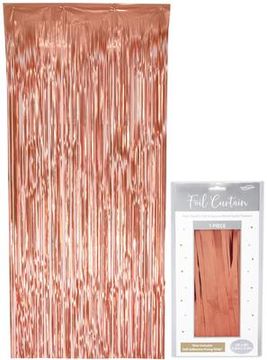 Oaktree Foil Door Curtain 0.90m x 2.40m Matte Metallic Rose Gold - Partyware