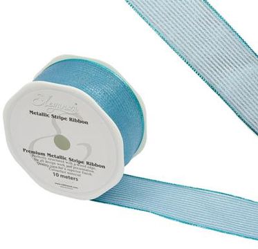 Eleganza Finesse Metallic Stripe 38mm x 10m Ice Blue No.98 - Ribbons