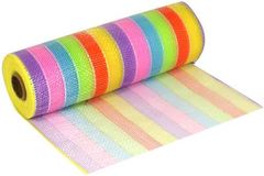 Eleganza Deco Mesh Pastel Rainbow 25cm x 9.1m (10yds) Pattern No.270 - Organza / Fabric