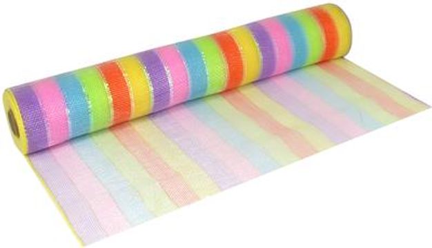 Eleganza Deco Mesh Pastel Rainbow 53cm x 9.1m (10yds) Pattern No.270 - Organza / Fabric