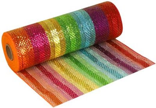 Eleganza Deco Mesh Metallic Rainbow 25cm x 9.1m (10yds) Pattern No.271 - Organza / Fabric