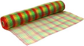 Deco Mesh Metallic Red-Green-Gold 53cm x 9.1m (10yds) Pattern No.272 - Organza / Fabric