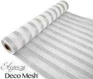 Deco Mesh Metallic Silver & White Stripe 53cm x 9.1m Pattern No.265 - Organza / Fabric