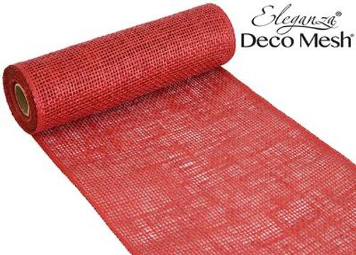 Deco Mesh Burlap 25cm x 4.57m Red - Organza / Fabric