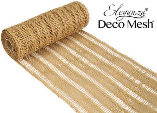 Deco Mesh Burlap Stripe 25cm x 4.57m Natural - Organza / Fabric