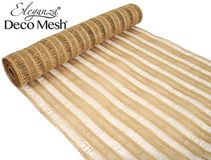 Deco Mesh Burlap Stripe 53cm x 4.57m Natural - Organza / Fabric