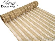 Deco Mesh Burlap Stripe 53cm x 4.57m Light Natural - Organza / Fabric