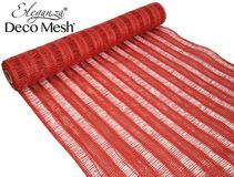 Deco Mesh Burlap Stripe 53cm x 4.57m Red - Organza / Fabric