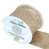 Eleganza Sparkle Wired Edge Ribbon 63mm x 9.1m Light Gold No.35B - Christmas Ribbon