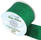 Eleganza Sparkle Wired Edge Ribbon 63mm x 9.1m Green No.50 - Christmas Ribbon