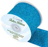 Eleganza Sparkle Wired Edge Ribbon 63mm x 9.1m Aqua Blue No.26 - Christmas Ribbon