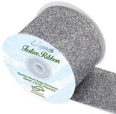 Eleganza Sparkle Wired Edge Ribbon 63mm x 9.1m Pewter No.68 - Christmas Ribbon