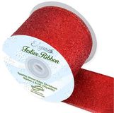 Eleganza Sparkle Wired Edge Ribbon 63mm x 9.1m Red No.16 - Christmas Ribbon